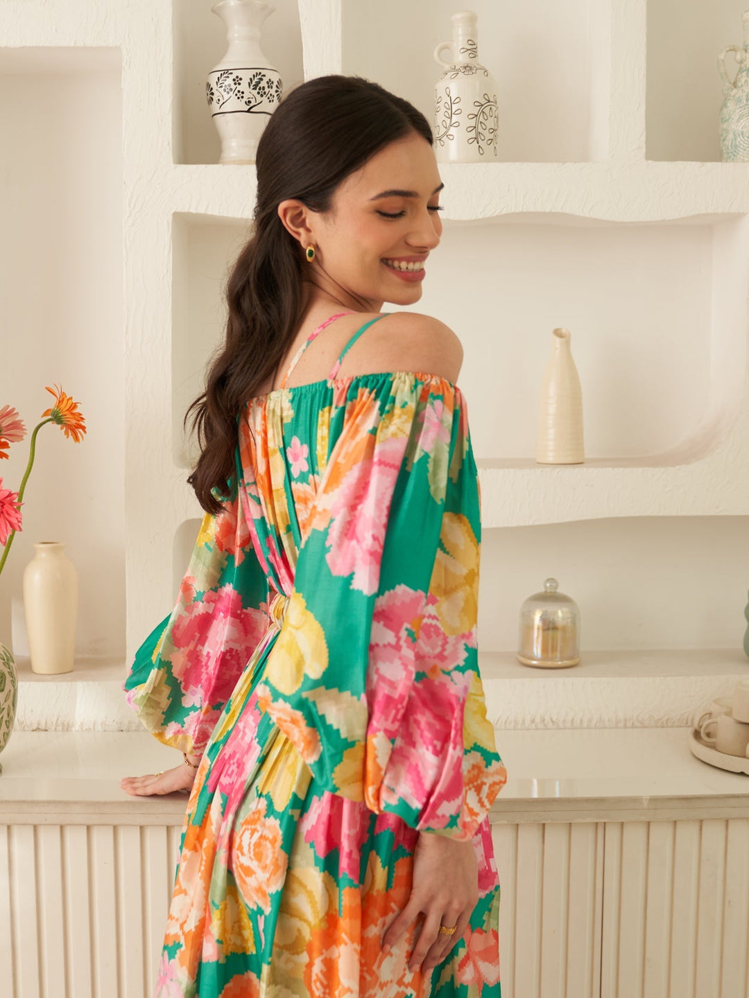 Margot Biarritz - Robe Midi Enchantée Verte