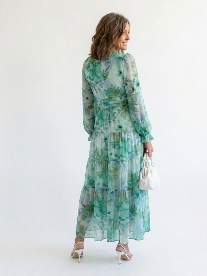 Margot Biarritz - Robe Maxi Fleurie à Manches Longues Althea