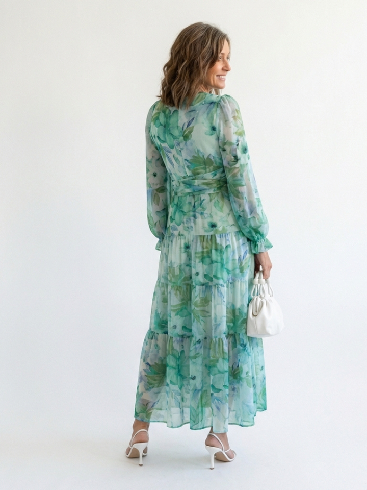 Margot Biarritz - Robe Maxi Fleurie à Manches Longues Althea