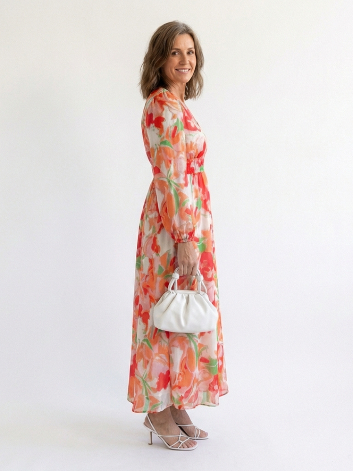 Margot Biarritz - Robe Maxi Fleurie à Manches Longues Althea
