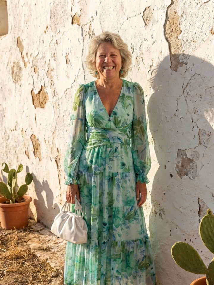 Margot Biarritz - Robe Maxi Fleurie à Manches Longues Althea
