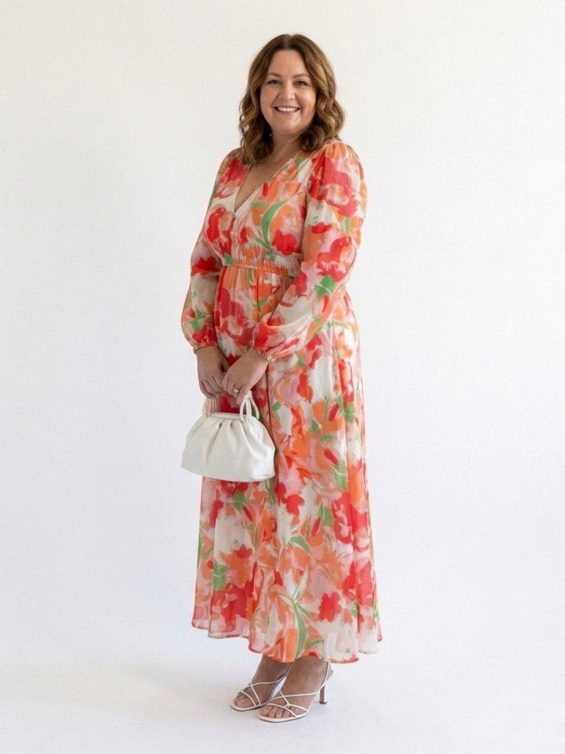 Margot Biarritz - Robe Maxi Fleurie à Manches Longues Althea