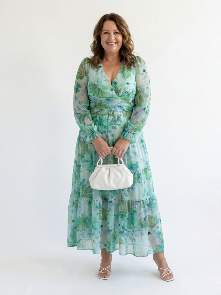 Margot Biarritz - Robe Maxi Fleurie à Manches Longues Althea
