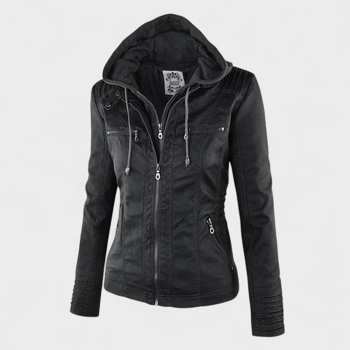 Margot Biarritz - Manteau en cuir avec capuche