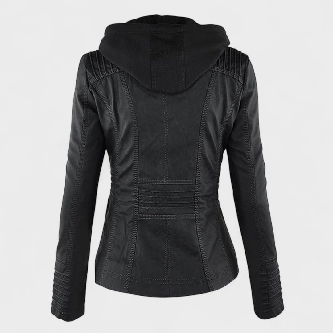 Margot Biarritz - Manteau en cuir avec capuche