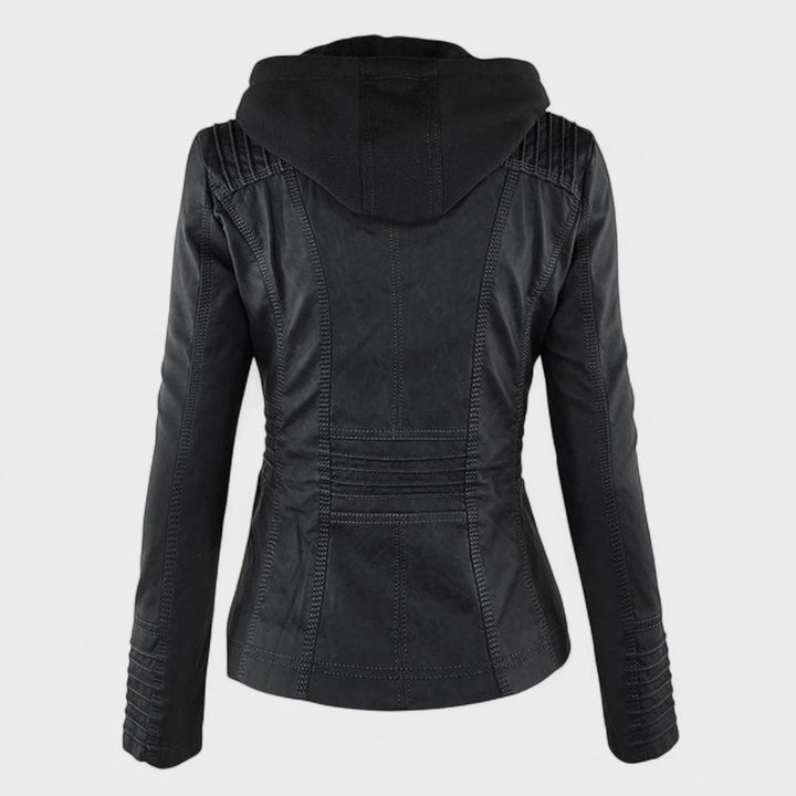 Margot Biarritz - Manteau en cuir avec capuche