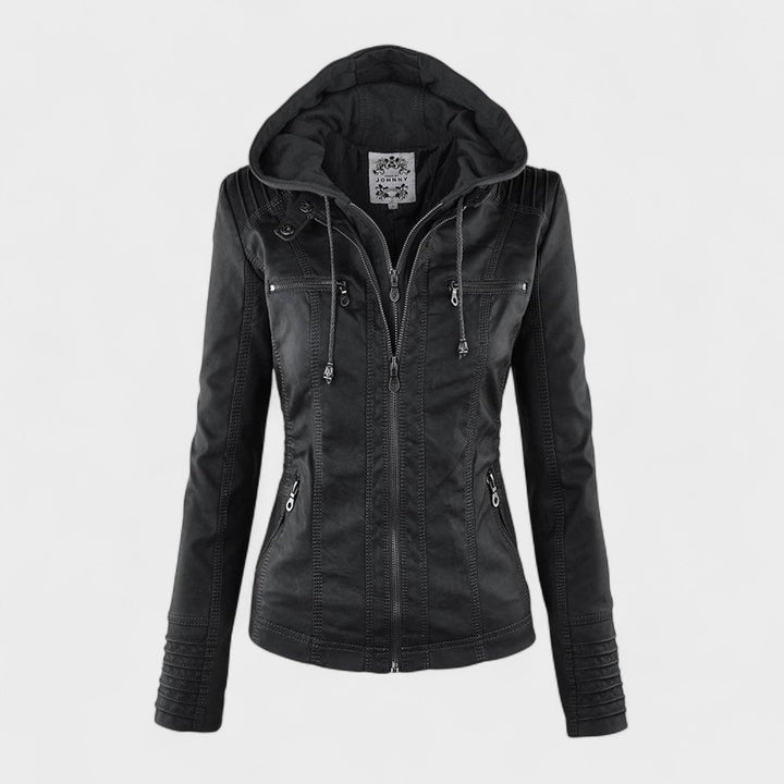 Margot Biarritz - Manteau en cuir avec capuche