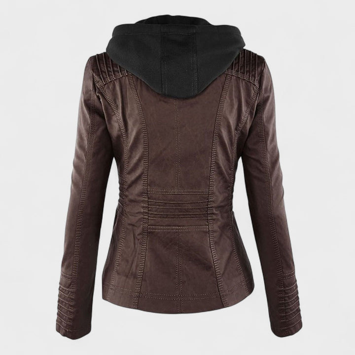 Margot Biarritz - Manteau en cuir avec capuche
