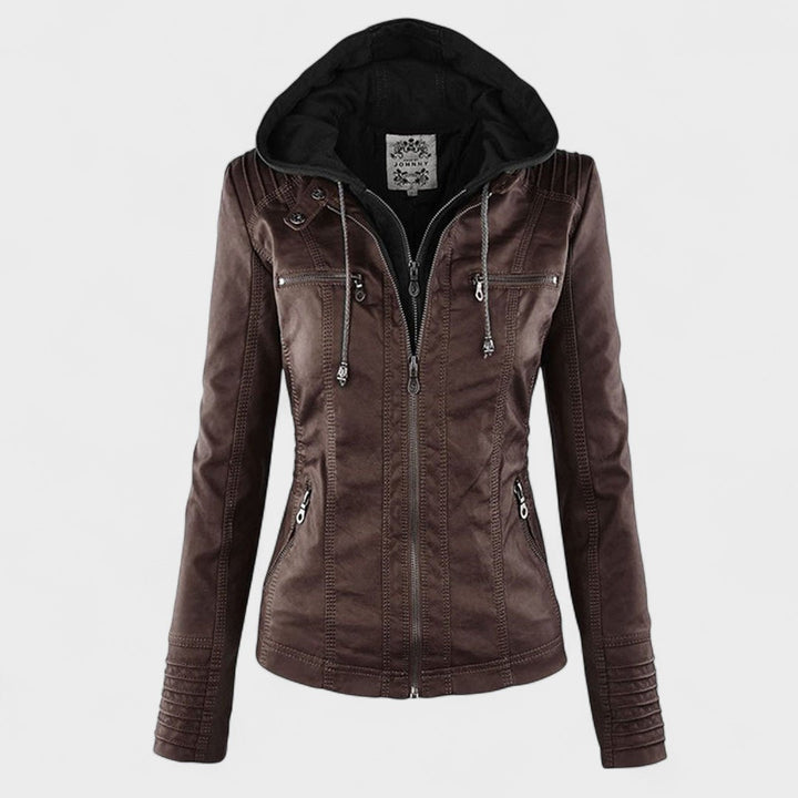 Margot Biarritz - Manteau en cuir avec capuche
