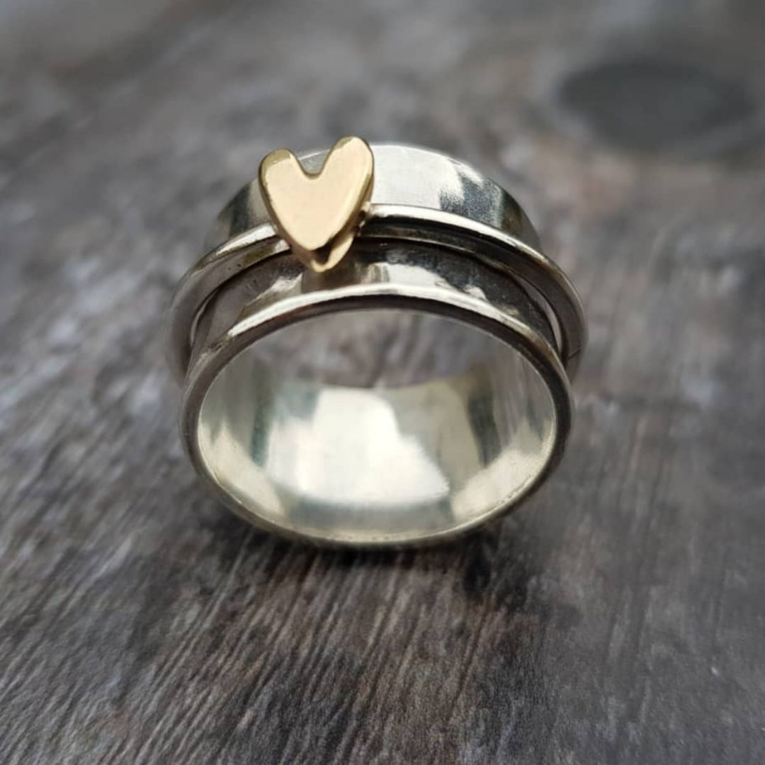 Margot Biarritz - Bague en argent cœur doré