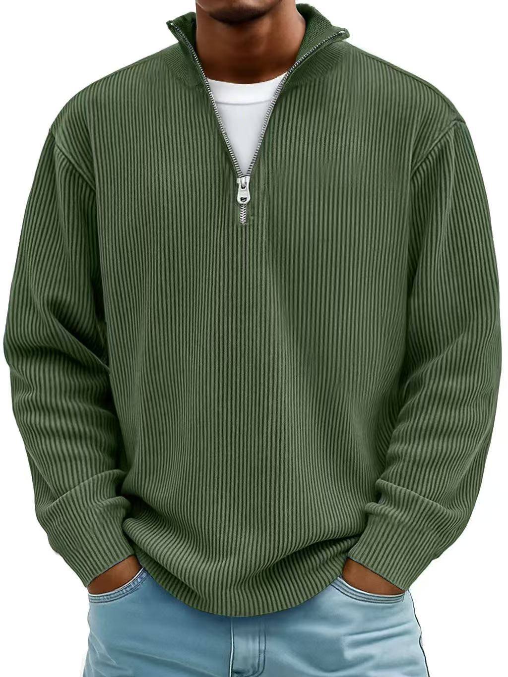 Margot Biarritz - Pull classique en maille côtelée demi-zip pour homme