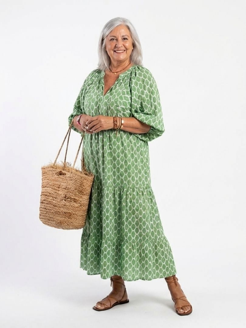 Margot Biarritz - Robe midi à manches trois quarts Apolline