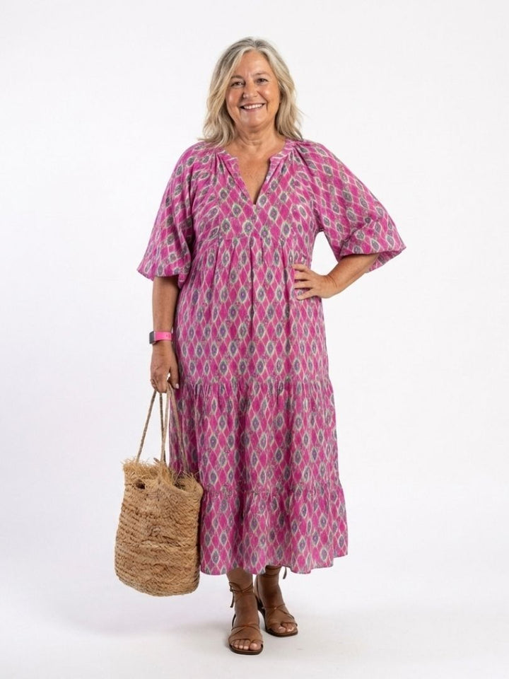 Margot Biarritz - Robe midi à manches trois quarts Apolline