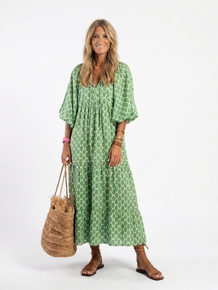 Margot Biarritz - Robe midi à manches trois quarts Apolline