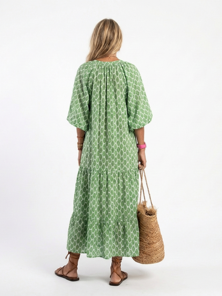 Margot Biarritz - Robe midi à manches trois quarts Apolline