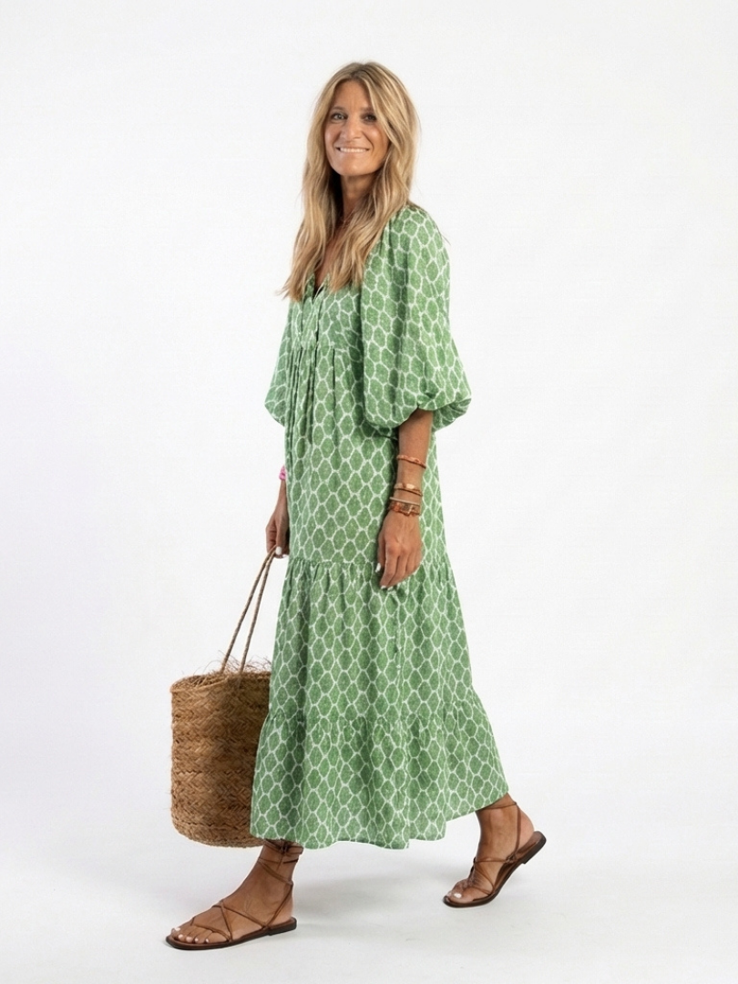 Margot Biarritz - Robe midi à manches trois quarts Apolline