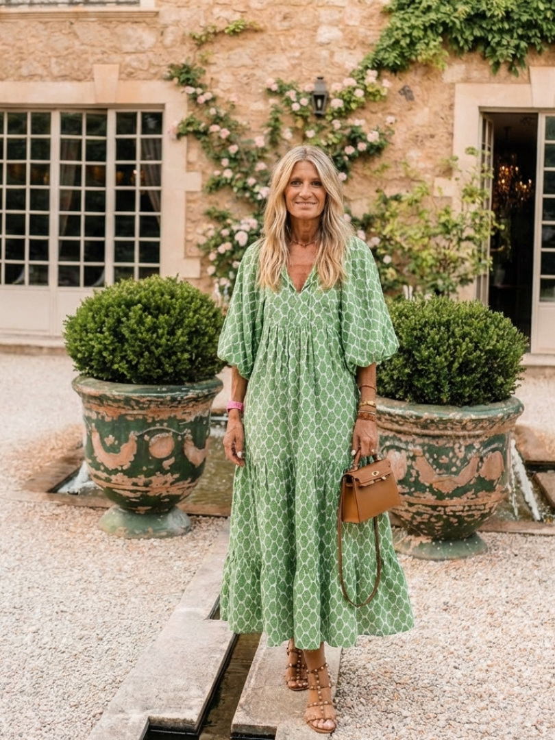 Margot Biarritz - Robe midi à manches trois quarts Apolline