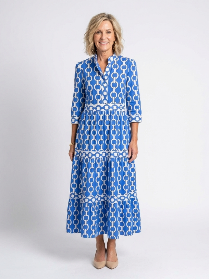 Margot Biarritz - Robe midi à manches trois quarts Ysolde
