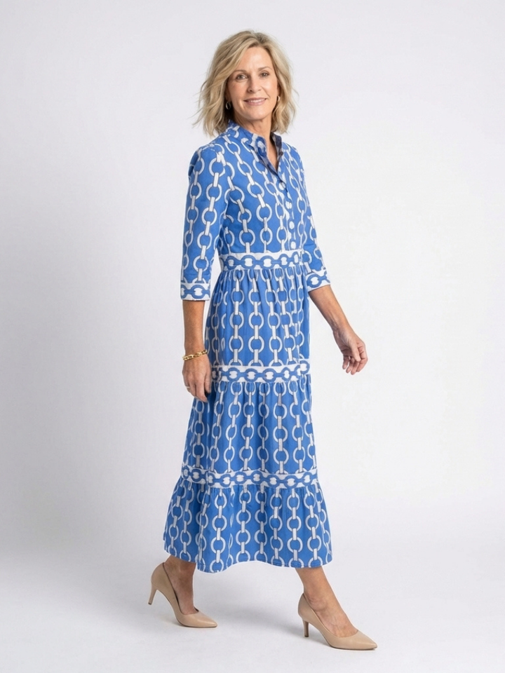 Margot Biarritz - Robe midi à manches trois quarts Ysolde