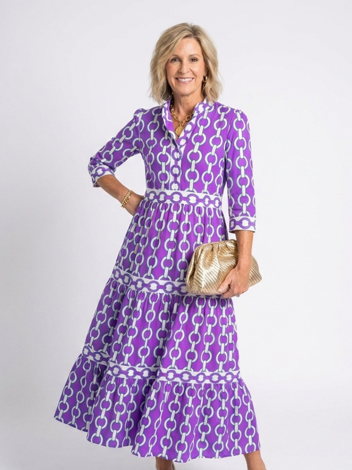 Margot Biarritz - Robe midi à manches trois quarts Ysolde