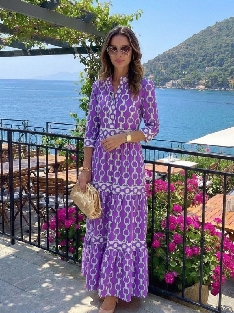 Margot Biarritz - Robe midi à manches trois quarts Ysolde