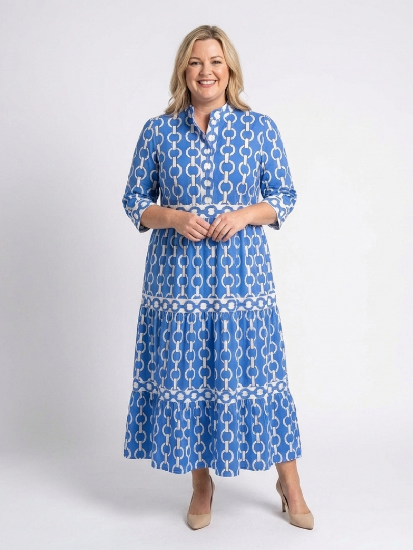Margot Biarritz - Robe midi à manches trois quarts Ysolde