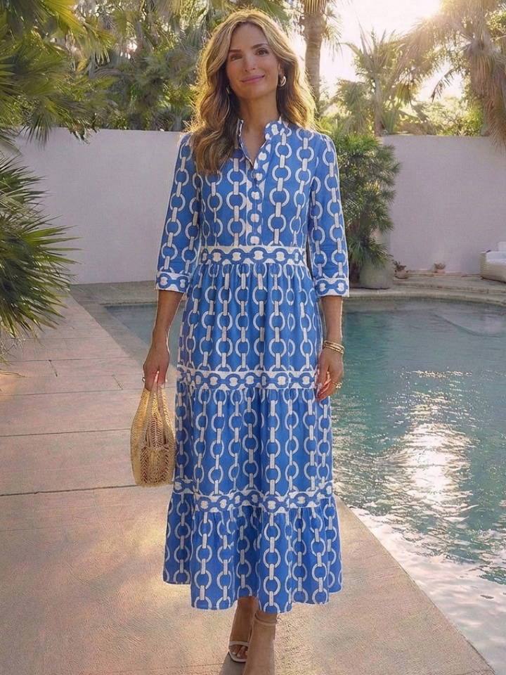 Margot Biarritz - Robe midi à manches trois quarts Ysolde