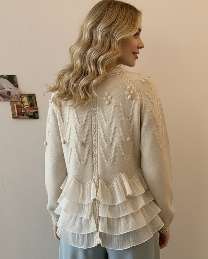 Margot Biarritz - Cardigan élégant en maille avec volants