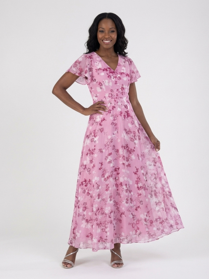 Margot Biarritz - Robe Maxi en Chiffon Floral Ismeria