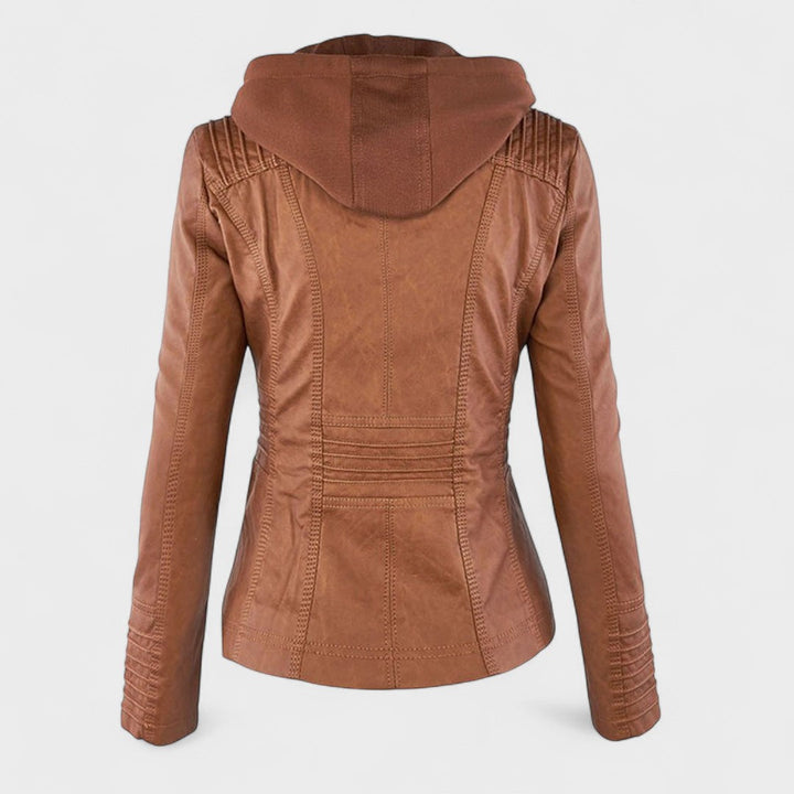 Margot Biarritz - Manteau en cuir avec capuche