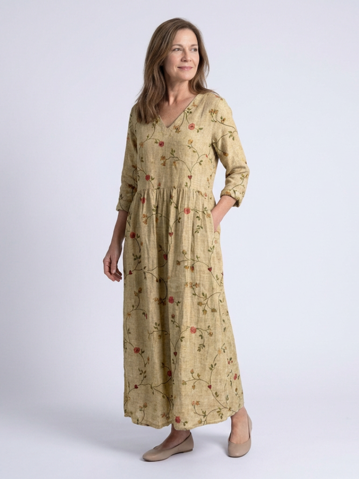 Margot Biarritz - Robe Maxi à Manches Trois Quarts Marina