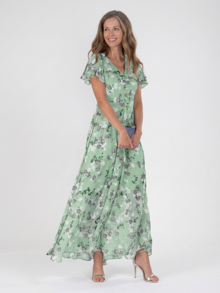 Margot Biarritz - Robe Maxi en Chiffon Floral Ismeria