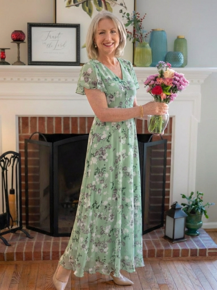 Margot Biarritz - Robe Maxi en Chiffon Floral Ismeria