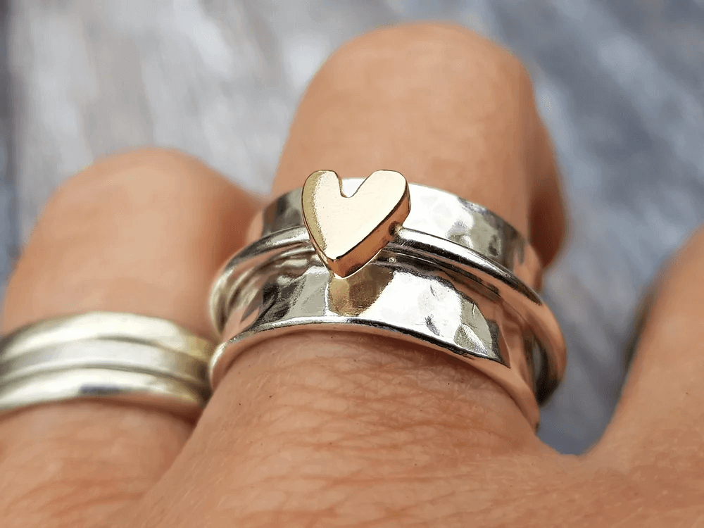 Margot Biarritz - Bague en argent cœur doré