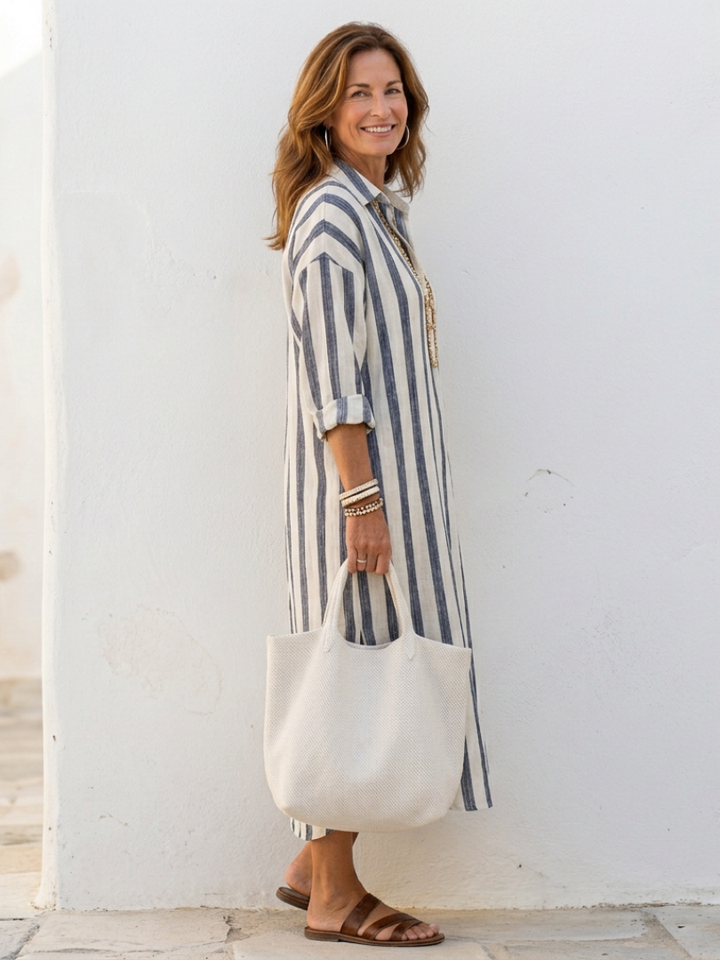 Margot Biarritz - Robe chemise longue rayée Naomi