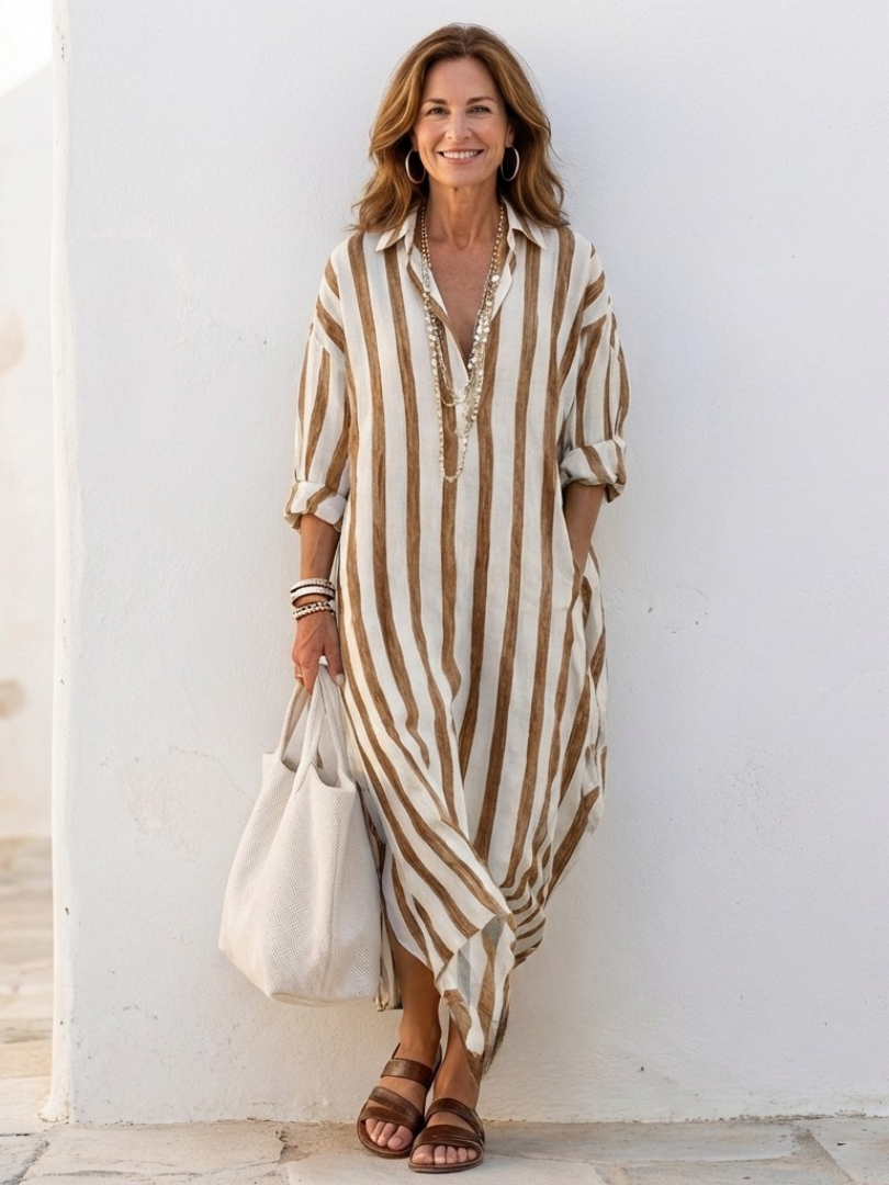 Margot Biarritz - Robe chemise longue rayée Naomi