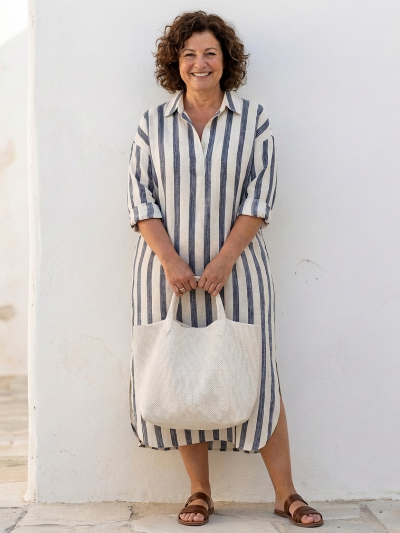 Margot Biarritz - Robe chemise longue rayée Naomi