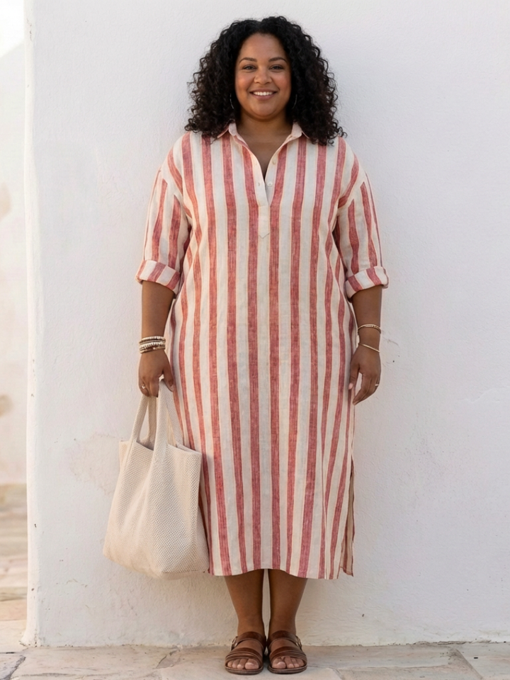 Margot Biarritz - Robe chemise longue rayée Naomi
