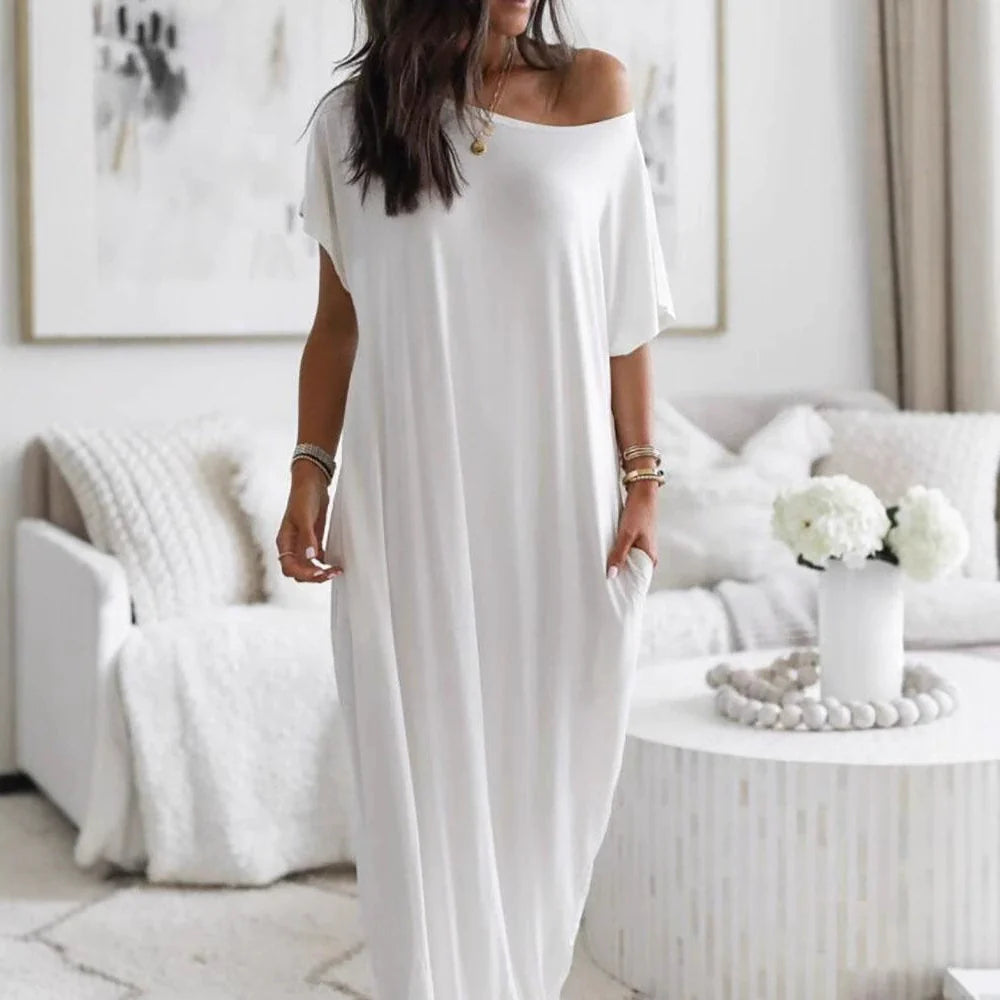 Margot Biarritz - Robe décontractée asymétrique à épaule dénudée oversize