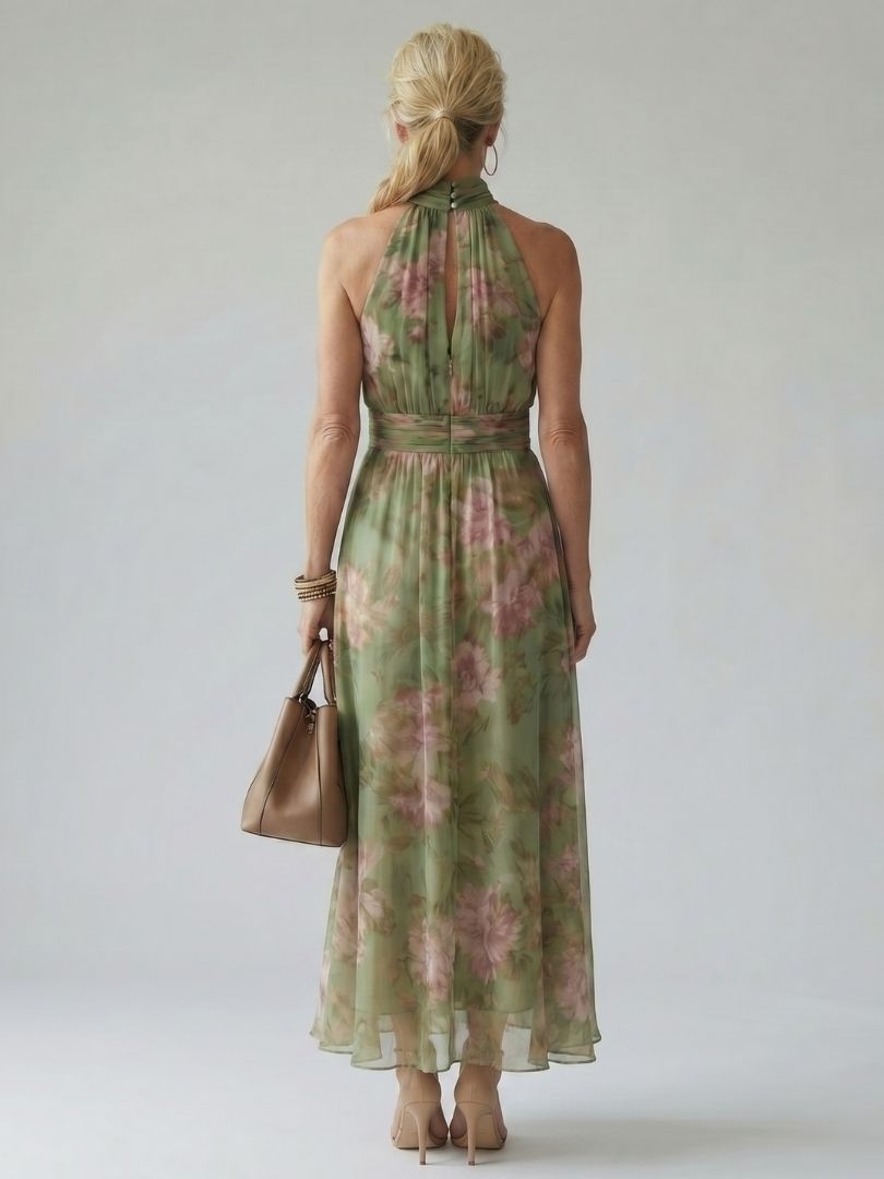 Margot Biarritz - Robe Midi Halter Froncée Mirelle