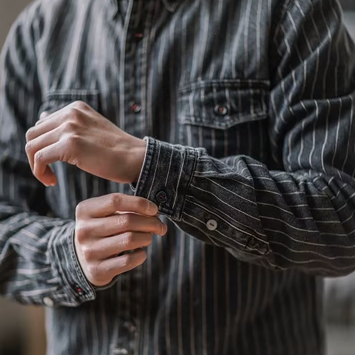 Margot Biarritz - Chemise à rayures à manches longues pour homme