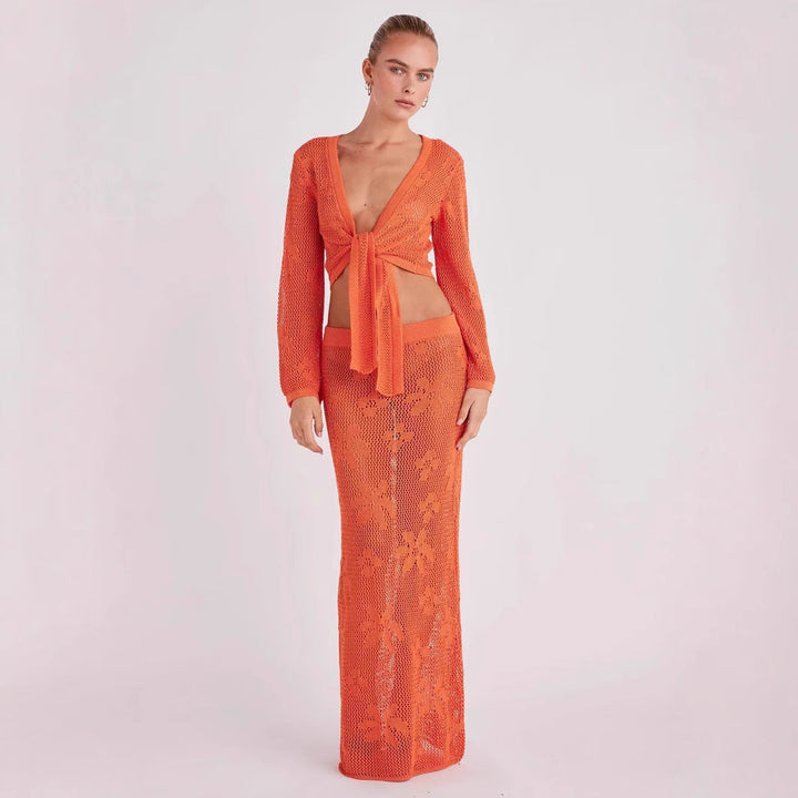 Margot Biarritz - Ensemble de couverture à nouer en crochet floral Elara