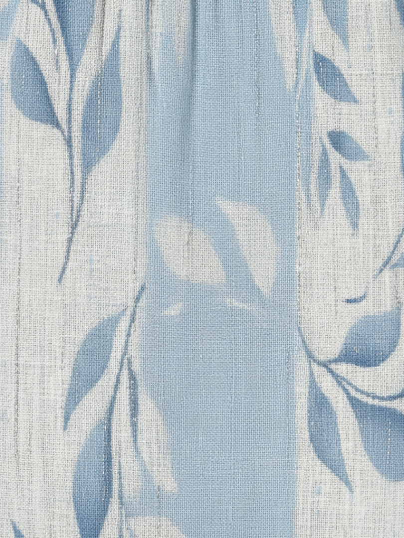 Margot Biarritz - Robe Midi Bleue à Motif Feuille Solene