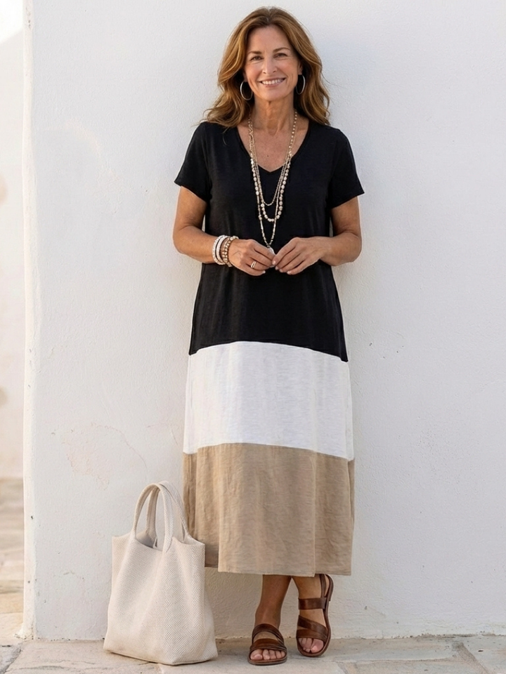 Margot Biarritz - Robe Midi à Manches Courtes Thailia