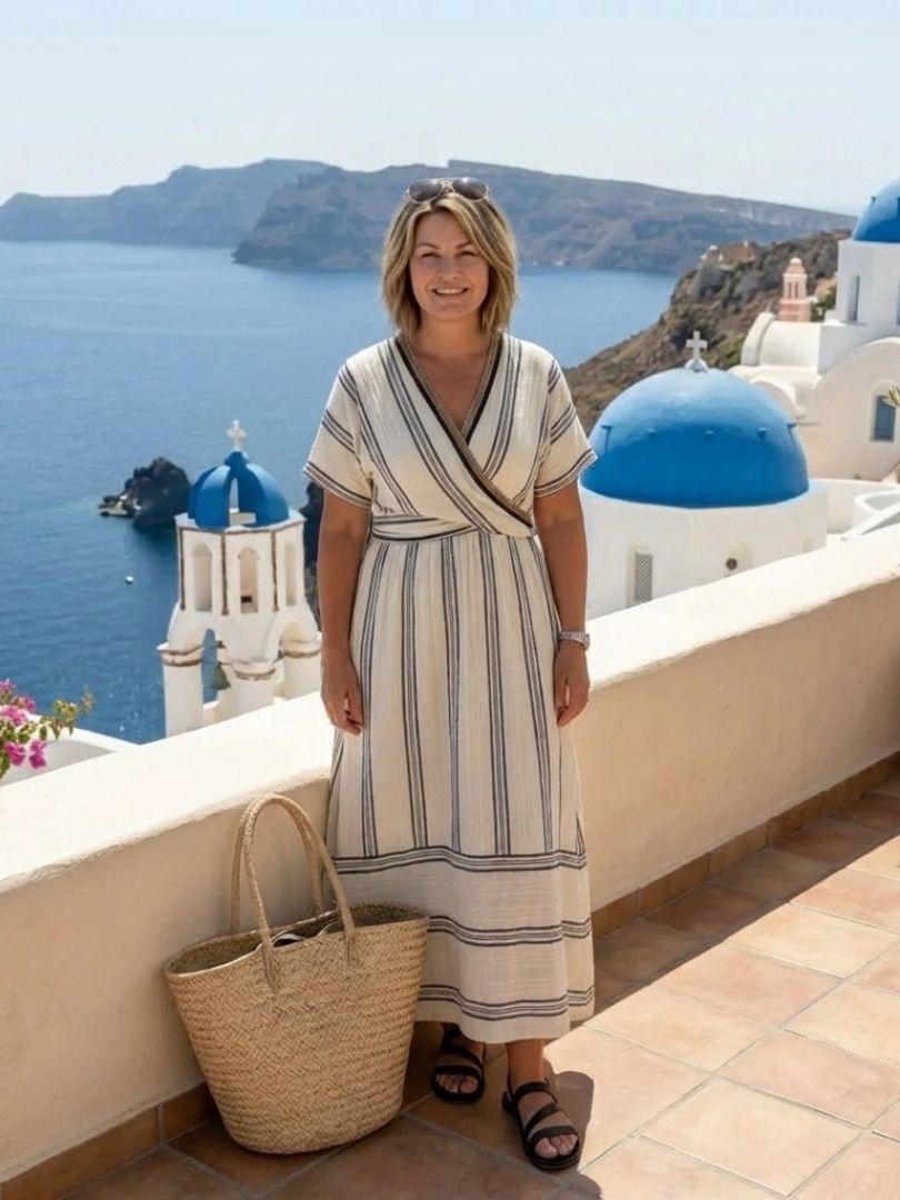 Margot Biarritz - Robe midi à manches courtes Thalassa