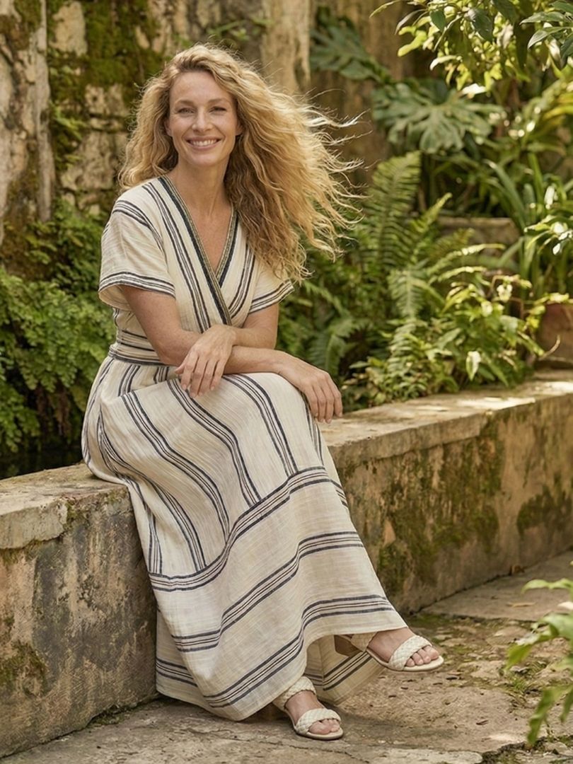 Margot Biarritz - Robe midi à manches courtes Thalassa