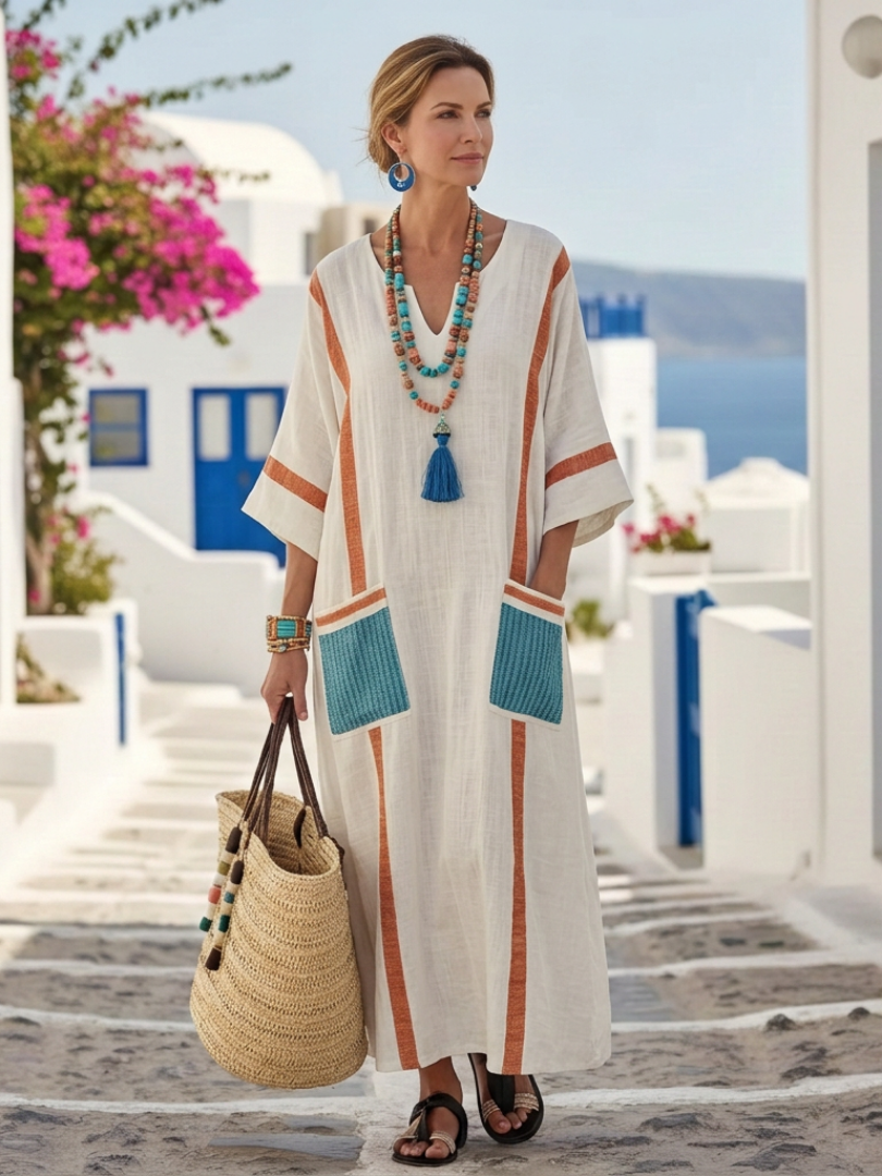 Margot Biarritz - Robe maxi à manches mi-longues Noemi
