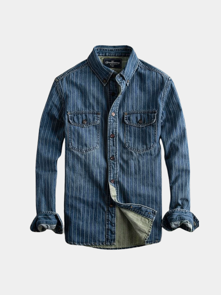 Margot Biarritz - Chemise à rayures à manches longues pour homme