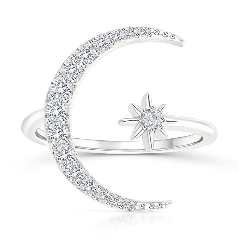 Margot Biarritz - Bague Lune et Étoile en Argent