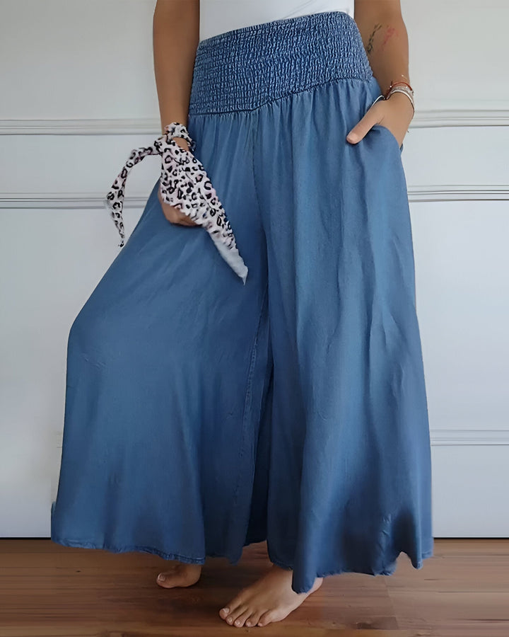 Margot Biarritz - Pantalon large femme taille smockée